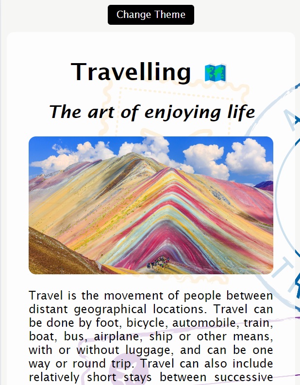 Travel landing page preview